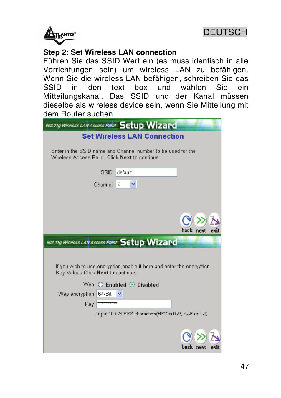 Deutsch | Atlantis Land AP1-54 User Manual | Page 47 / 64