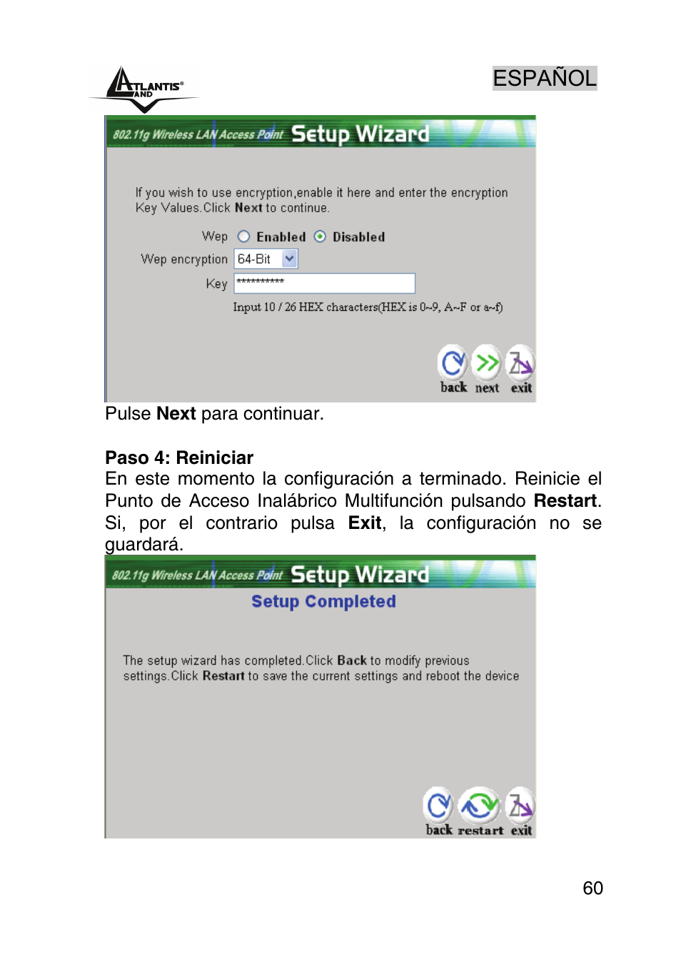 Español | Atlantis Land AP1-54 User Manual | Page 60 / 64