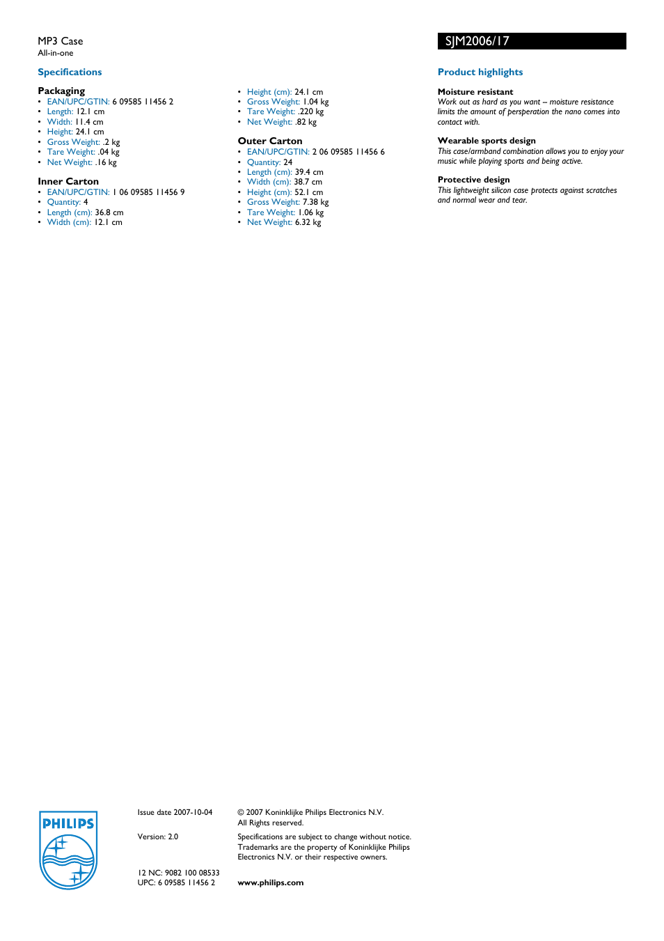 Philips SJM2006-17 User Manual | Page 2 / 2