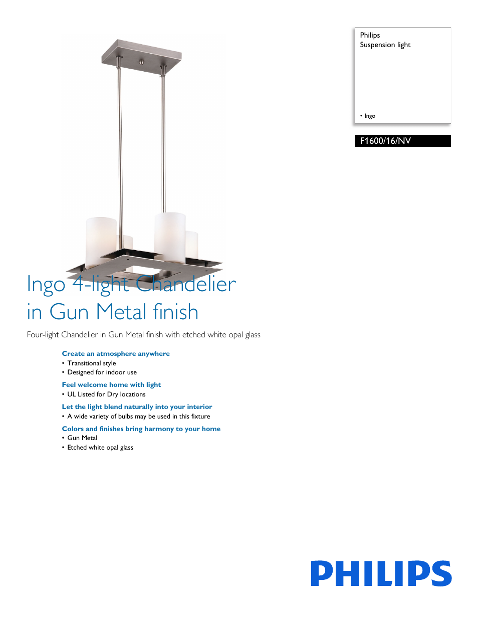 Philips F160016NV User Manual | 2 pages