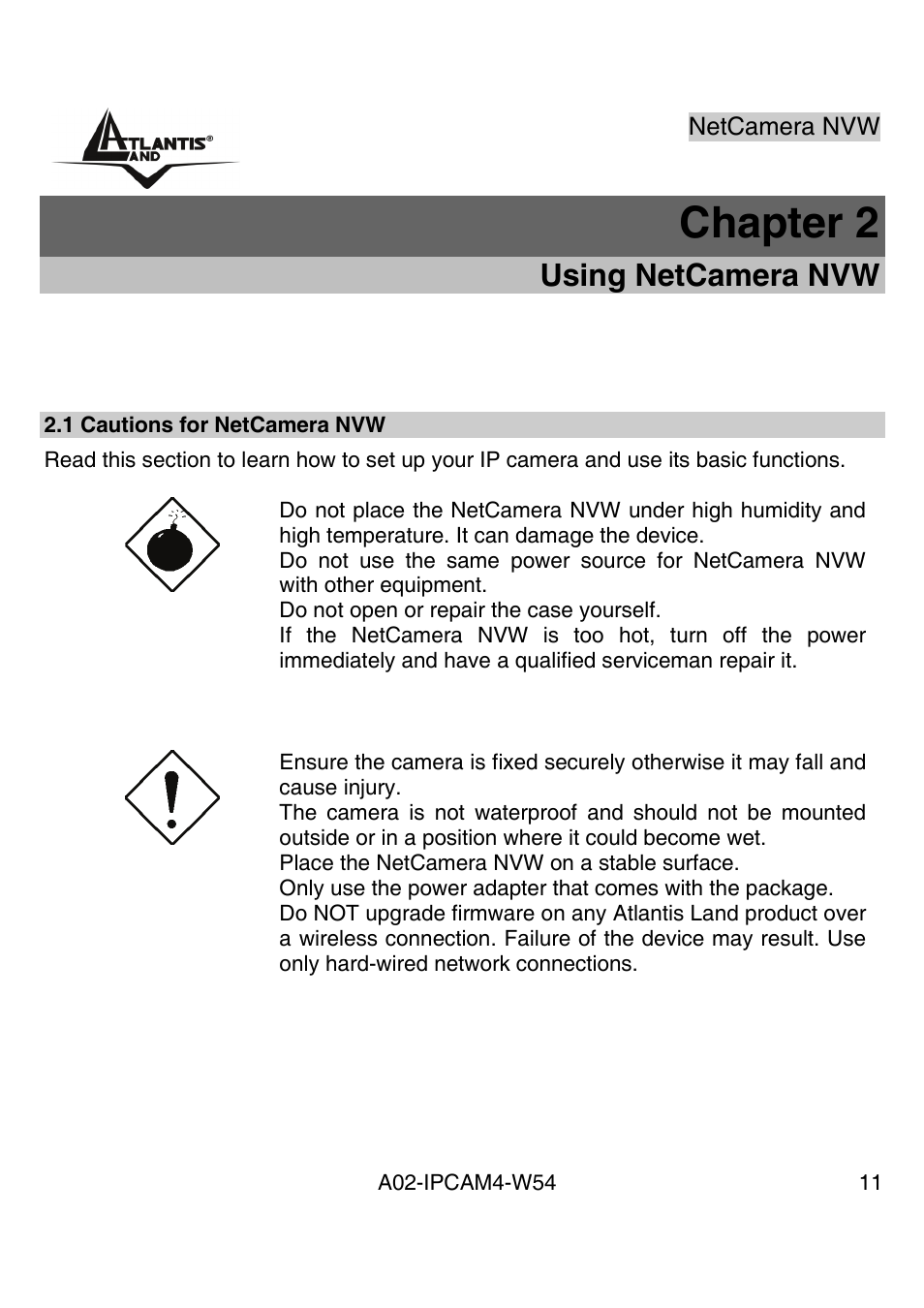 Chapter 2, Using netcamera nvw | Atlantis Land A02-IPCAM4-W54 User Manual | Page 10 / 85