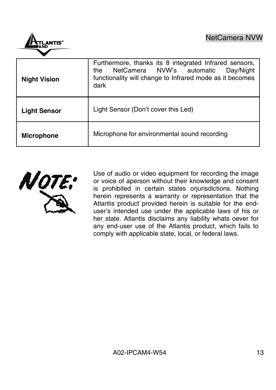 Atlantis Land A02-IPCAM4-W54 User Manual | Page 12 / 85