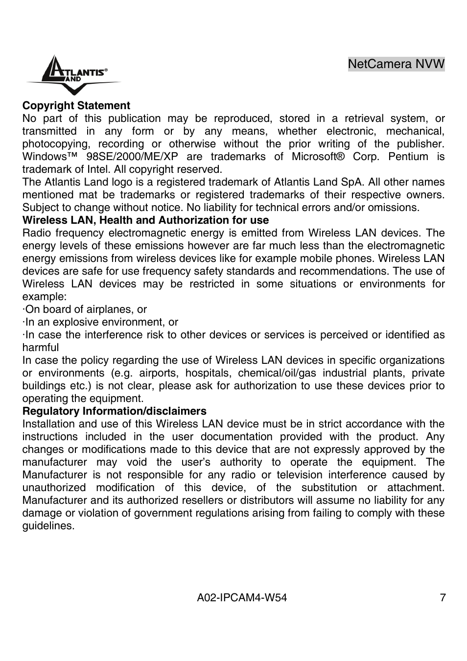 Atlantis Land A02-IPCAM4-W54 User Manual | Page 6 / 85