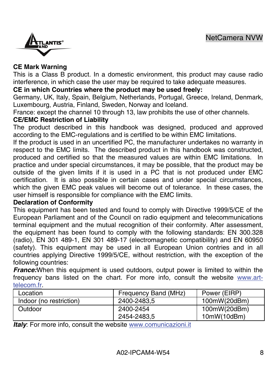 Atlantis Land A02-IPCAM4-W54 User Manual | Page 7 / 85