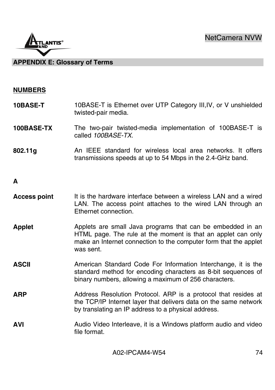 Atlantis Land A02-IPCAM4-W54 User Manual | Page 73 / 85