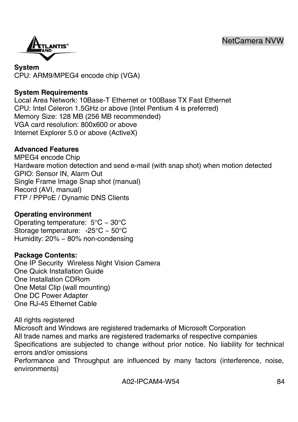 Atlantis Land A02-IPCAM4-W54 User Manual | Page 83 / 85