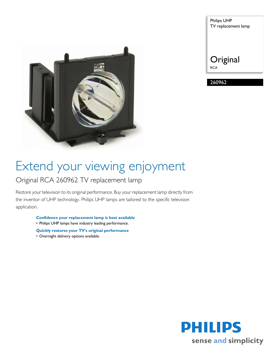 Philips 260962 User Manual | 2 pages