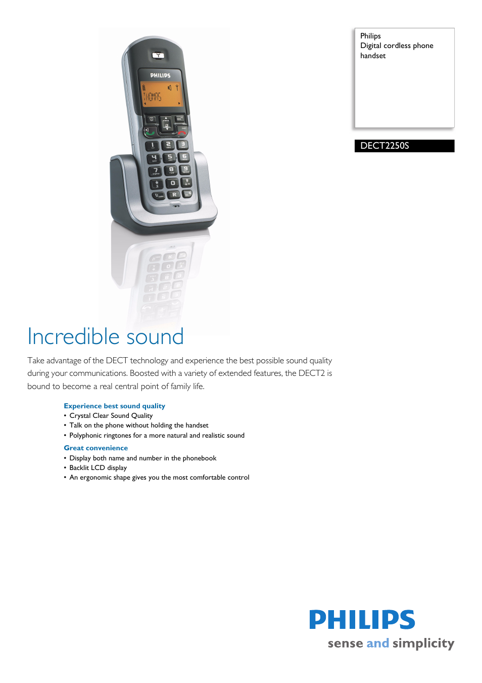 Philips DECT2250S-17 User Manual | 2 pages