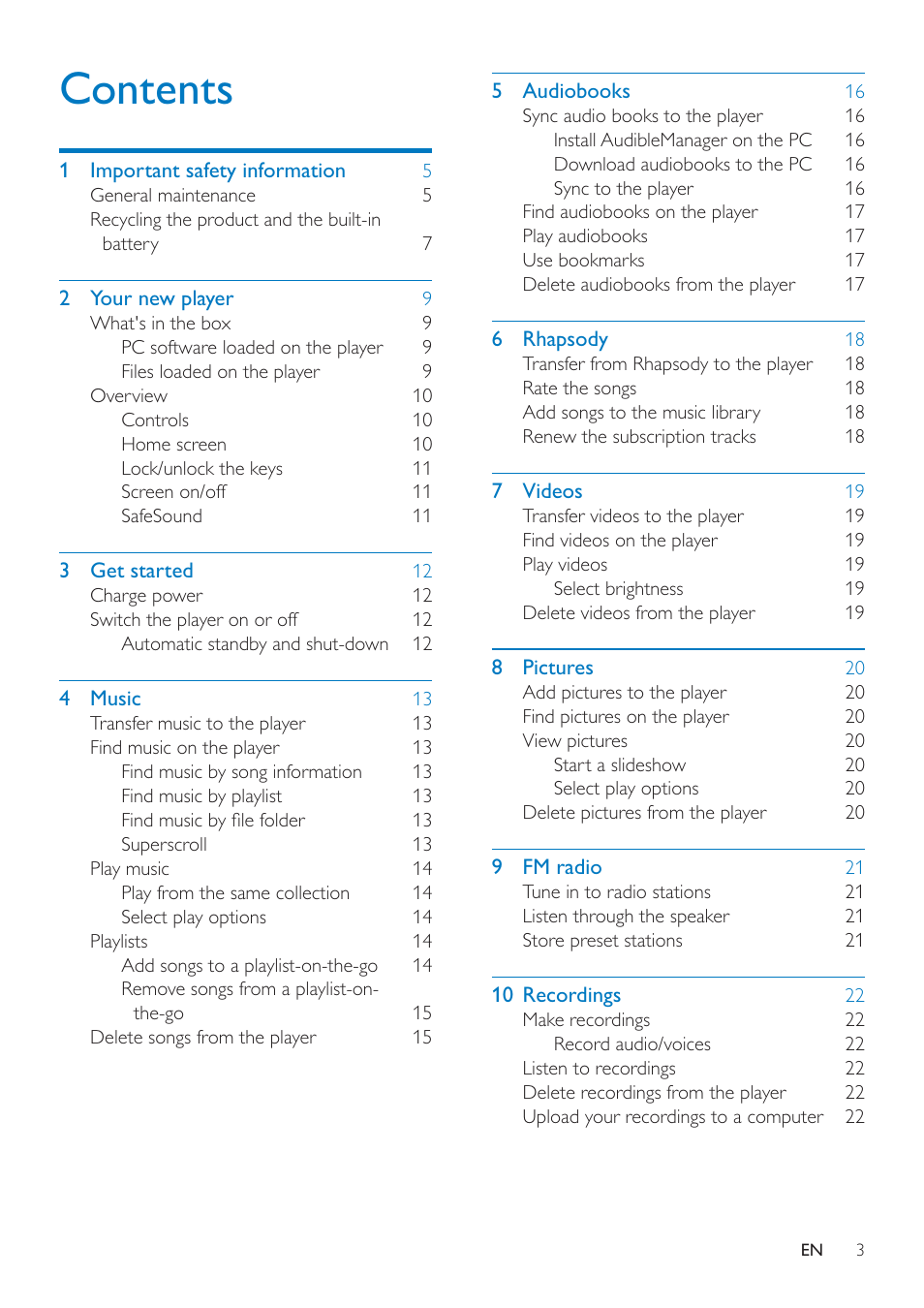 Philips SA4ARA16KF-37 User Manual | Page 3 / 40