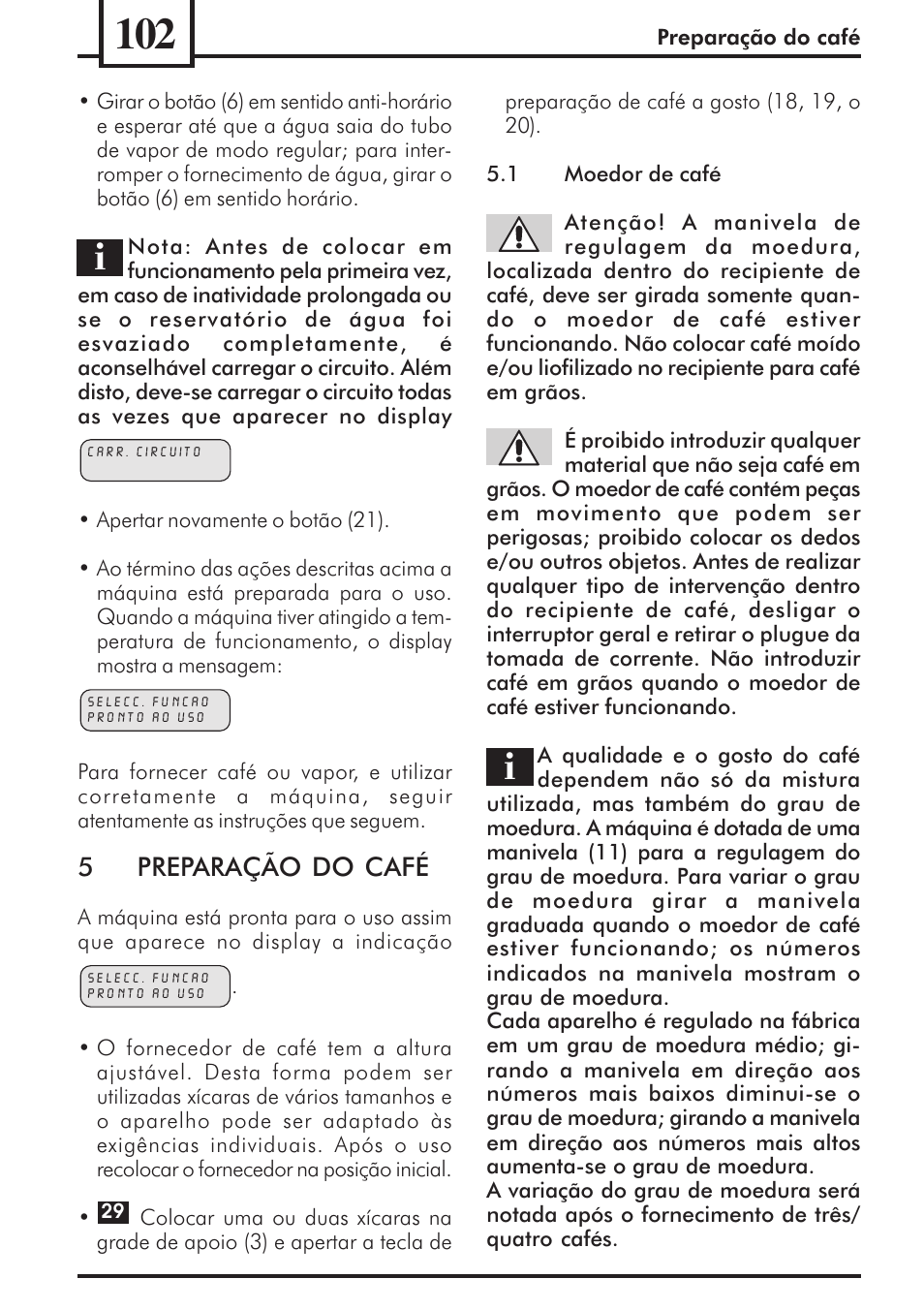 5preparação do café | Philips 741453007 User Manual | Page 102 / 132