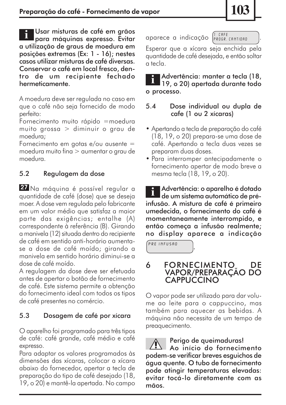 6fornecimento de vapor/preparação do cappuccino | Philips 741453007 User Manual | Page 103 / 132