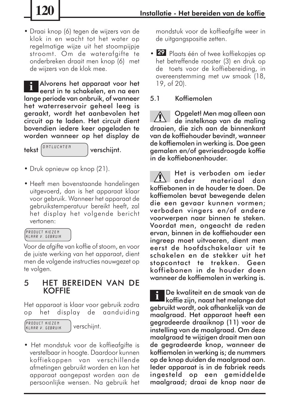 5het bereiden van de koffie | Philips 741453007 User Manual | Page 120 / 132