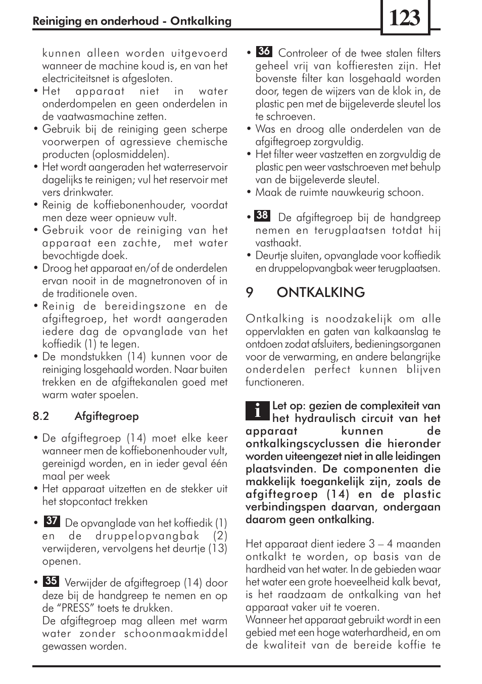 9ontkalking | Philips 741453007 User Manual | Page 123 / 132