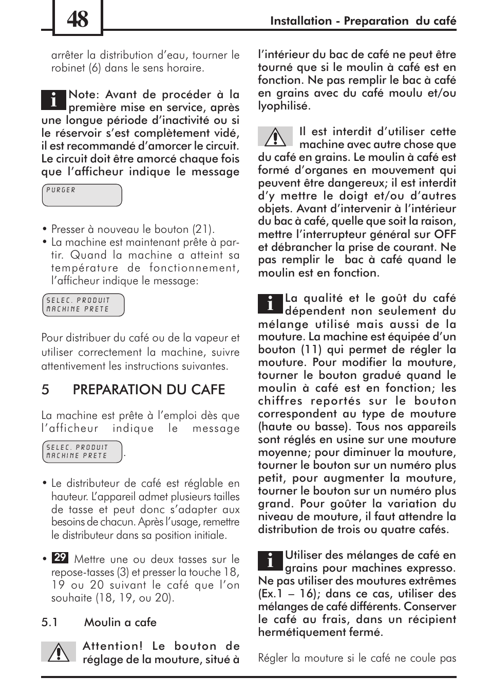 5preparation du cafe | Philips 741453007 User Manual | Page 48 / 132