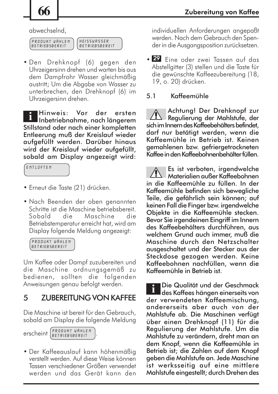 5zubereitung von kaffee | Philips 741453007 User Manual | Page 66 / 132