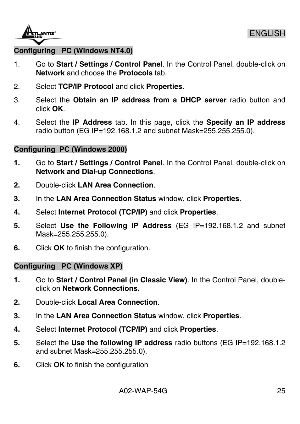 Atlantis Land A02-WAP-54G User Manual | Page 25 / 49