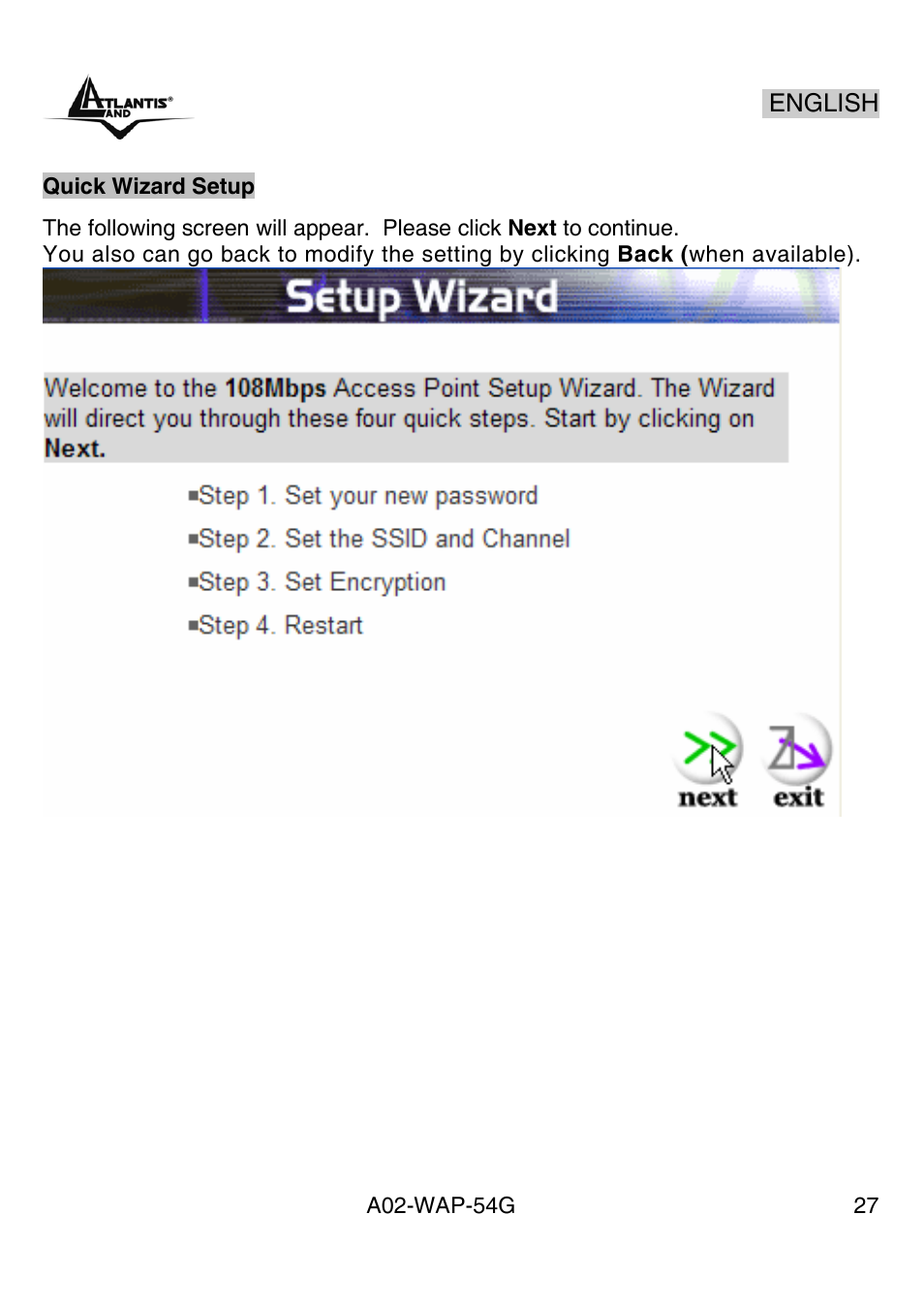 Atlantis Land A02-WAP-54G User Manual | Page 27 / 49