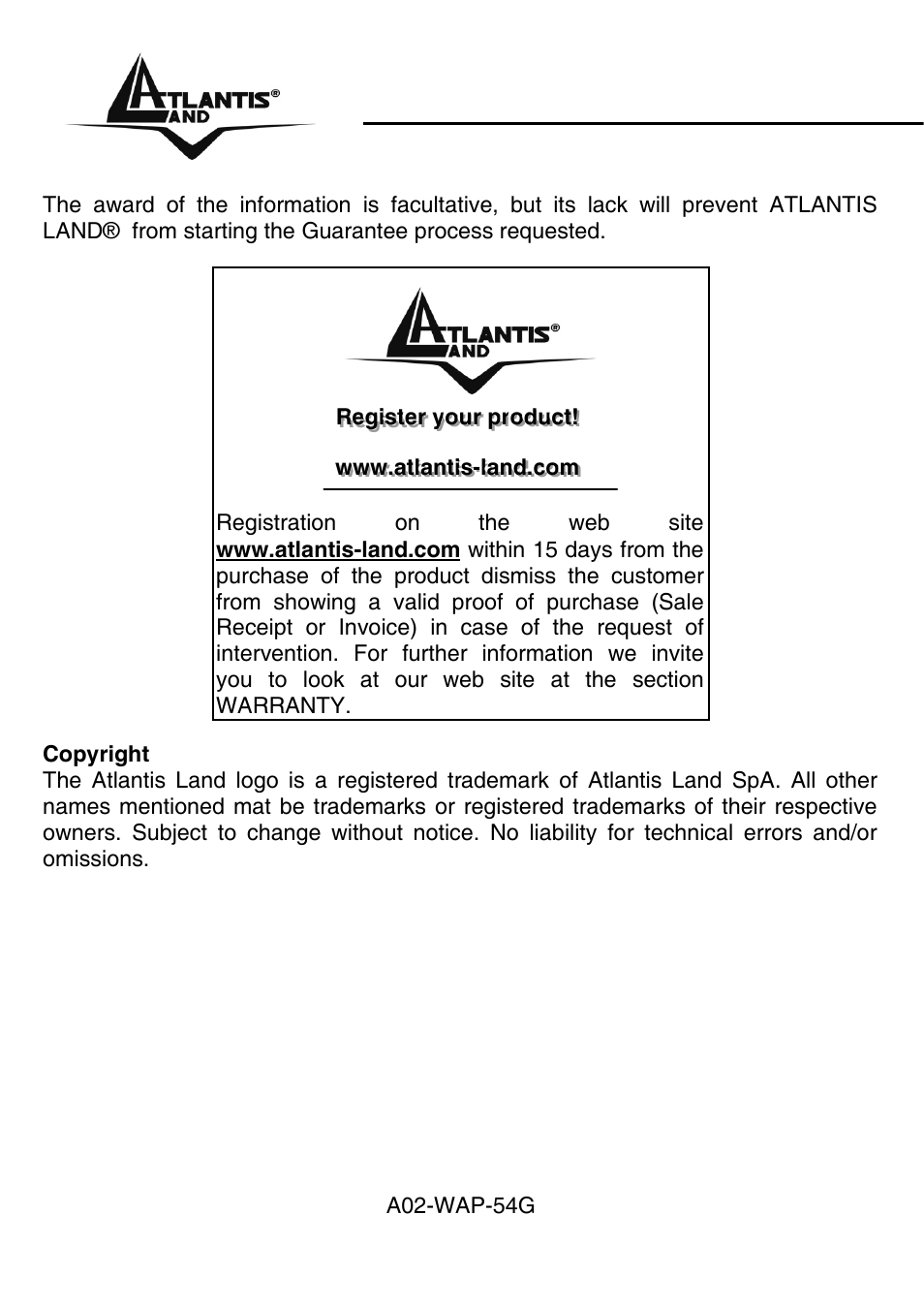 Atlantis Land A02-WAP-54G User Manual | Page 3 / 49