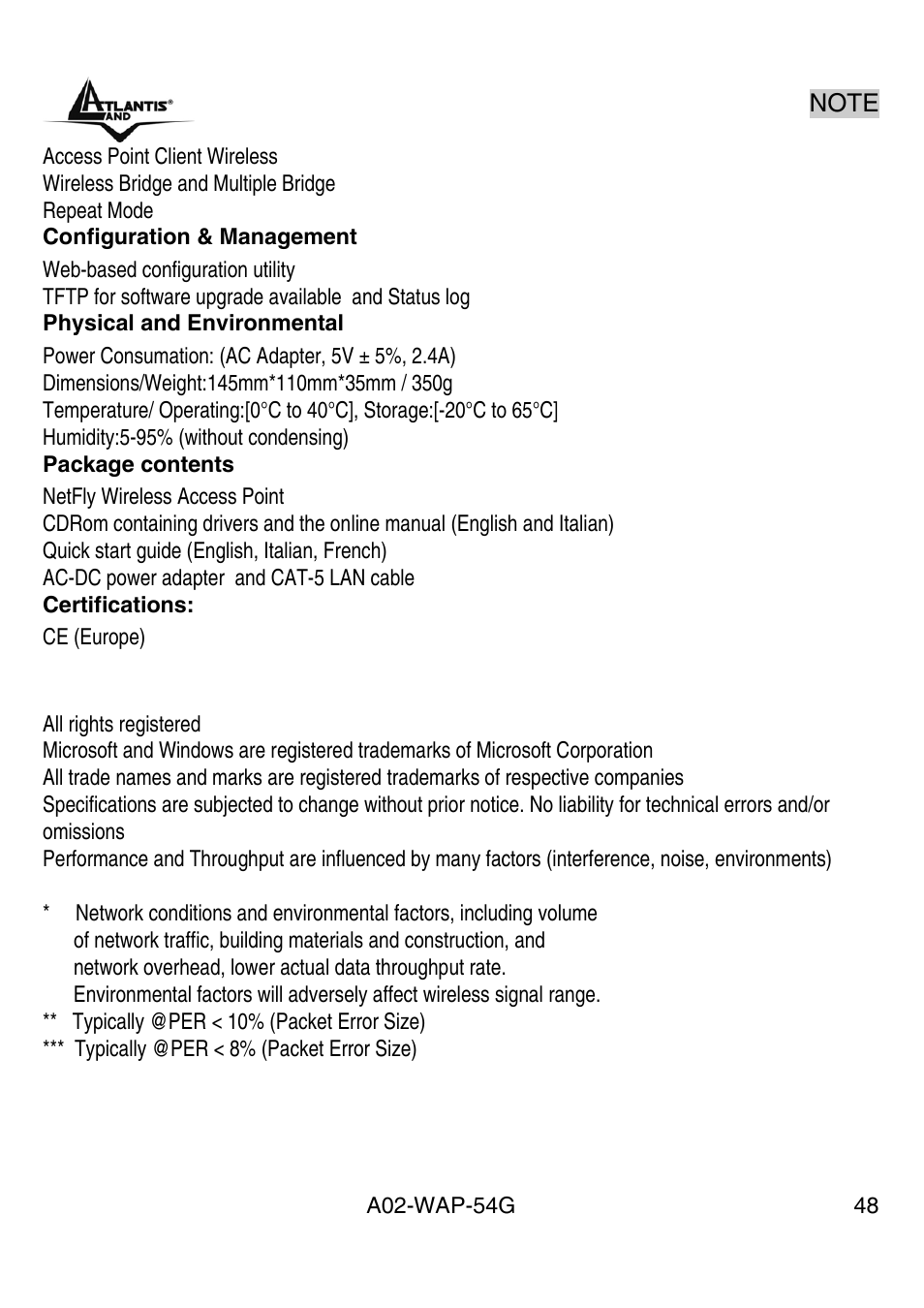 Atlantis Land A02-WAP-54G User Manual | Page 48 / 49