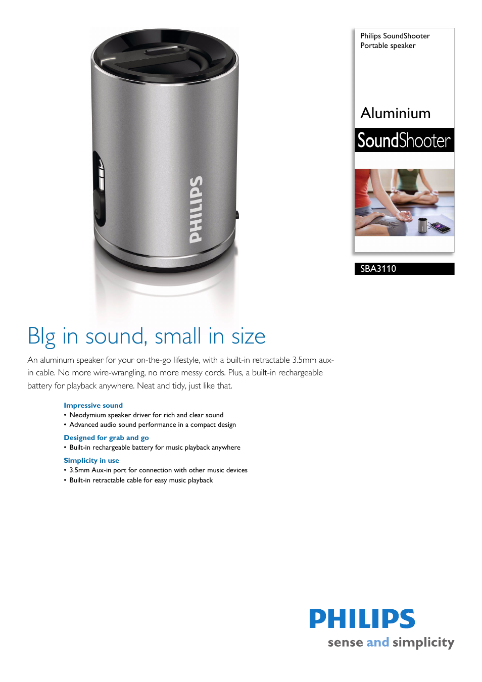 Philips SBA3110-00 User Manual | 2 pages