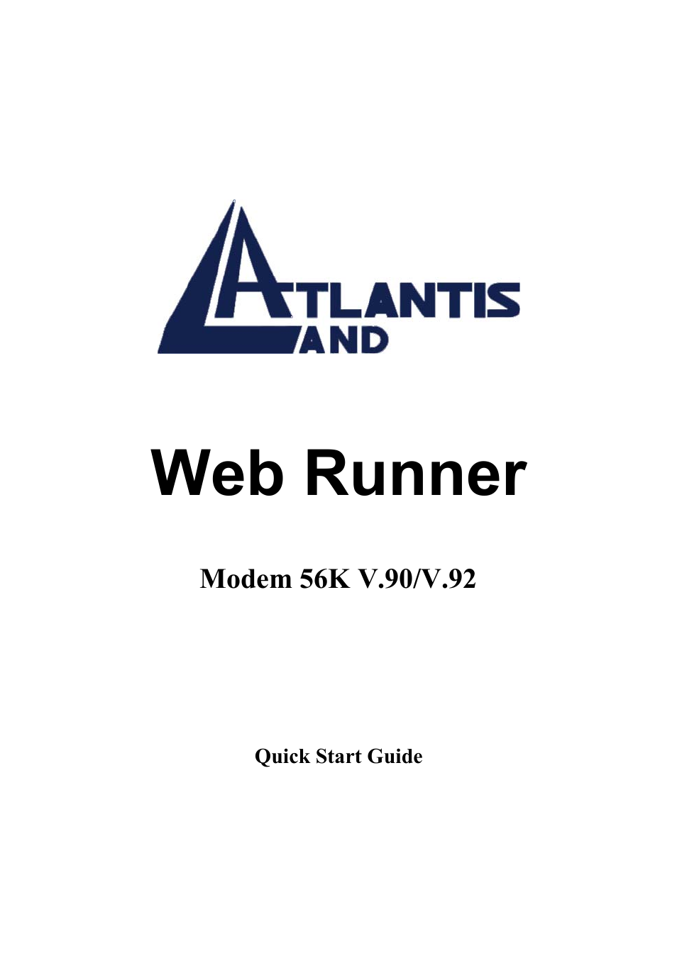 Atlantis Land Web Runner 56K V.92 User Manual | 13 pages