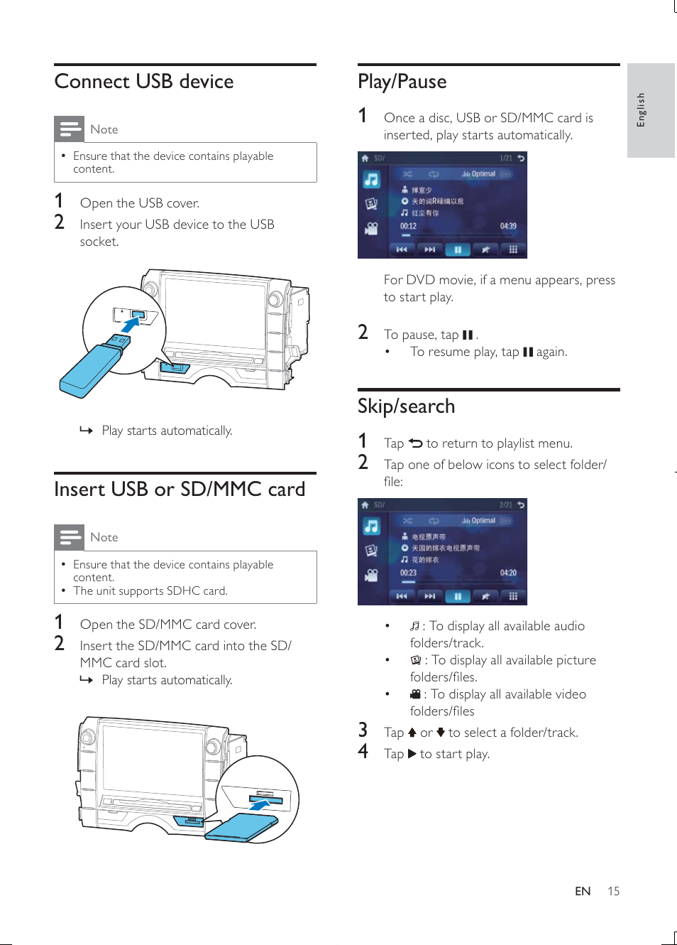 Philips Car infotainment system CID3610 6.5" touch screen navigation Bluetooth User Manual | Page 14 / 35