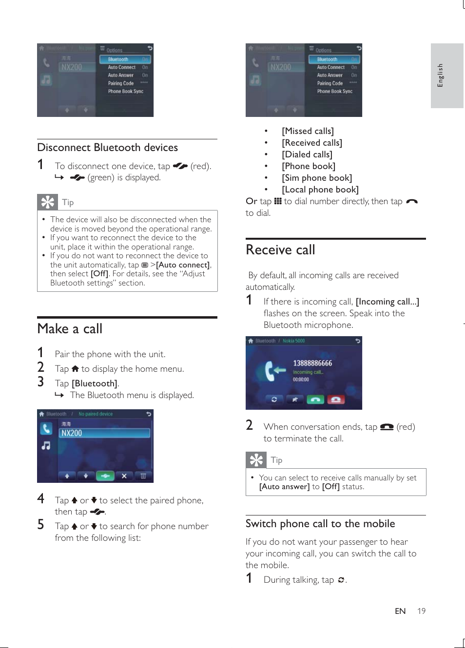 Philips Car infotainment system CID3610 6.5" touch screen navigation Bluetooth User Manual | Page 18 / 35