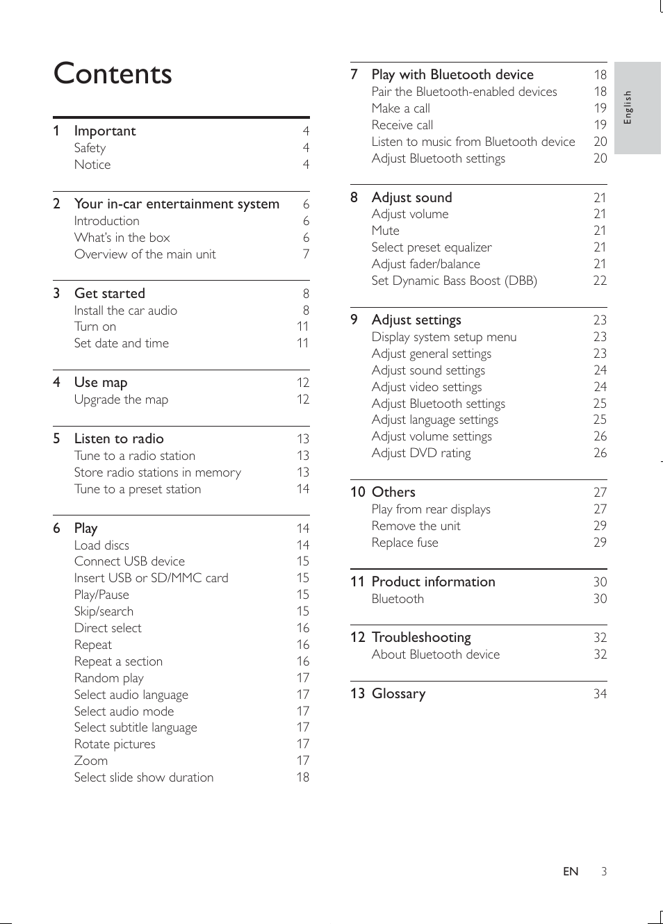 Philips Car infotainment system CID3610 6.5" touch screen navigation Bluetooth User Manual | Page 2 / 35