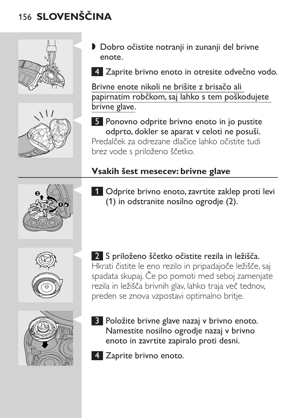 Vsakih šest mesecev: brivne glave | Philips HQ7380-17 User Manual | Page 154 / 184