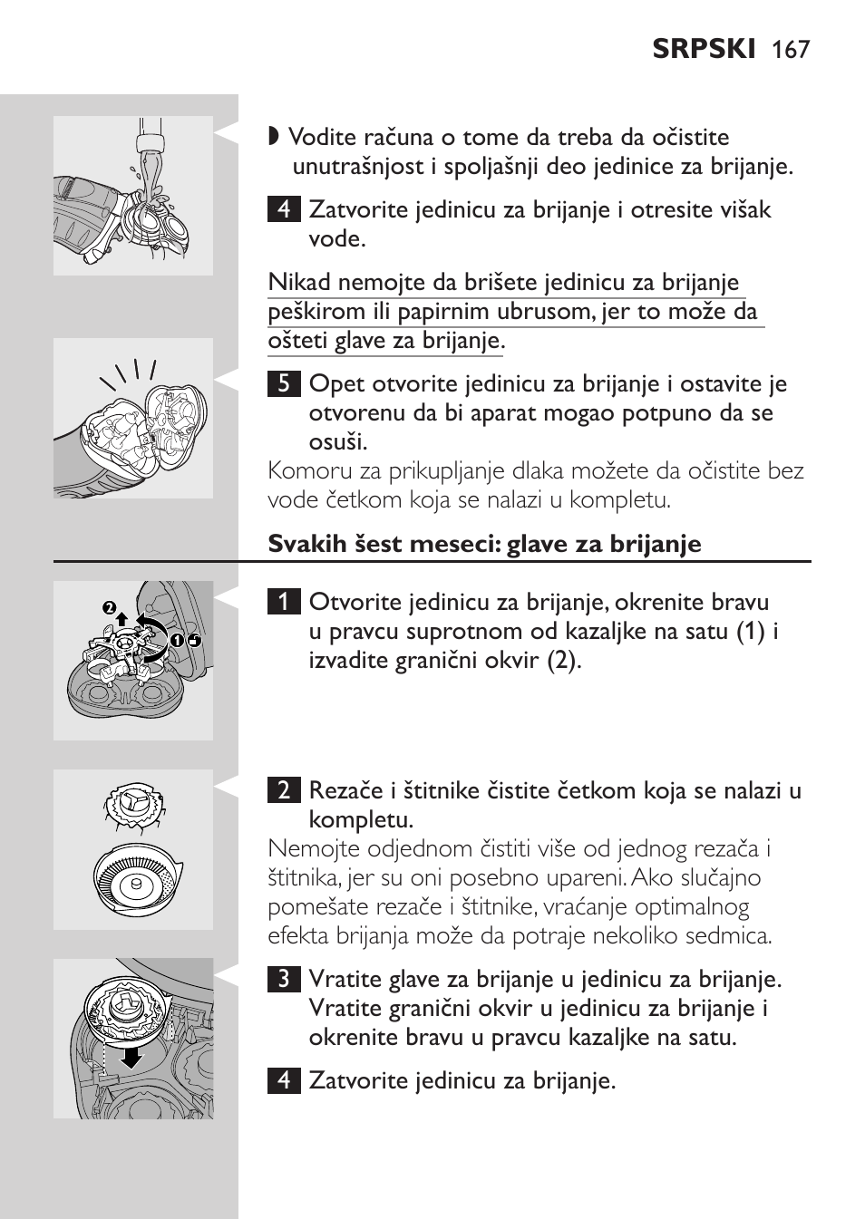 Svakih šest meseci: glave za brijanje | Philips HQ7380-17 User Manual | Page 165 / 184