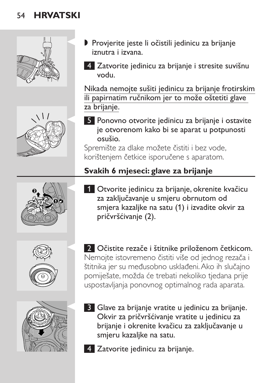 Svakih 6 mjeseci: glave za brijanje | Philips HQ7380-17 User Manual | Page 52 / 184