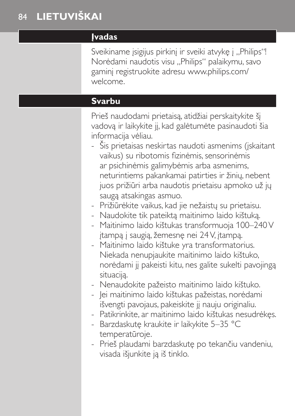 Lietuviškai, Įvadas, Svarbu | Philips HQ7380-17 User Manual | Page 82 / 184