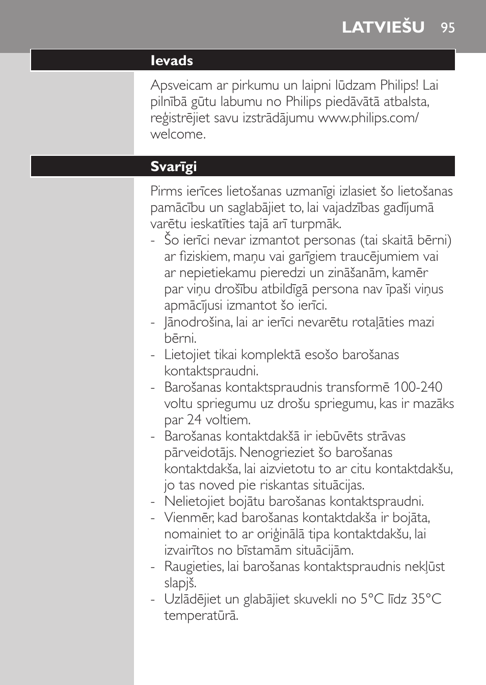 Latviešu, Ievads, Svarīgi | Philips HQ7380-17 User Manual | Page 93 / 184