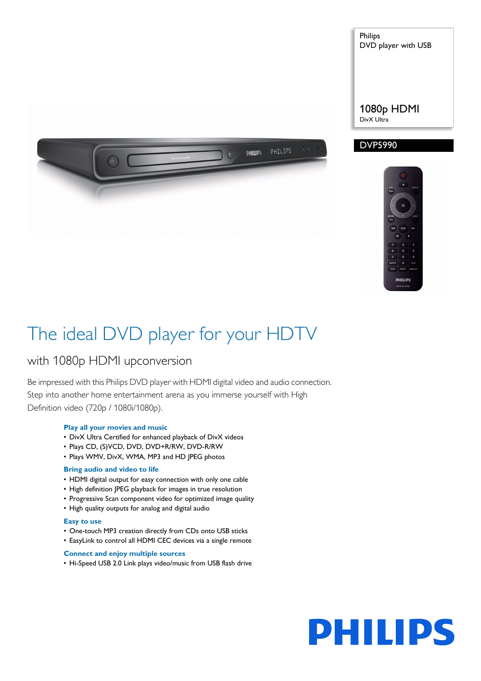 Philips DVP5990-F7 User Manual | 3 pages
