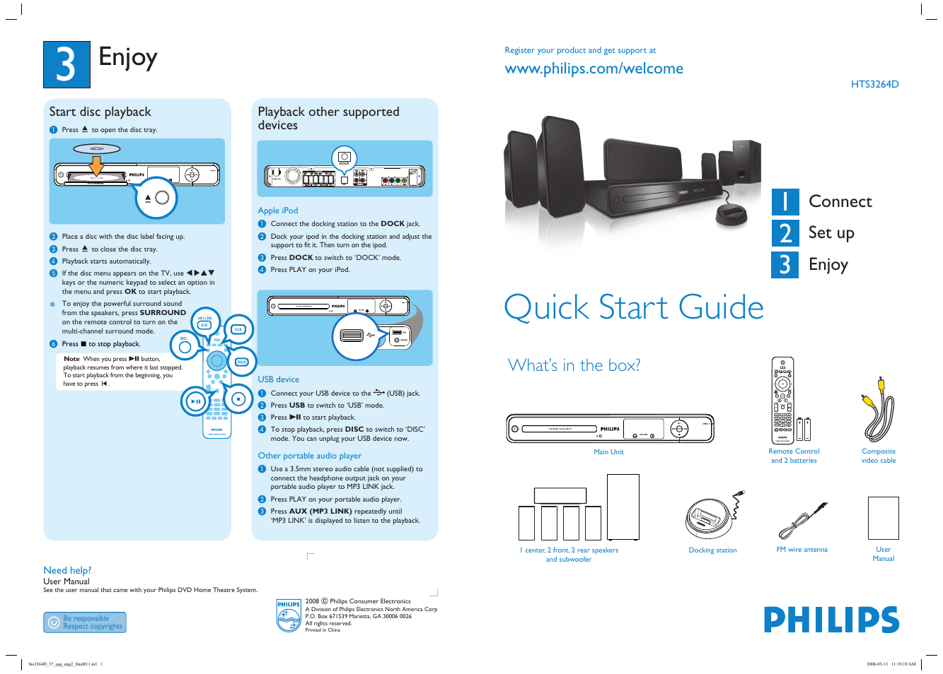 Philips HTS3264D-37B User Manual | 2 pages