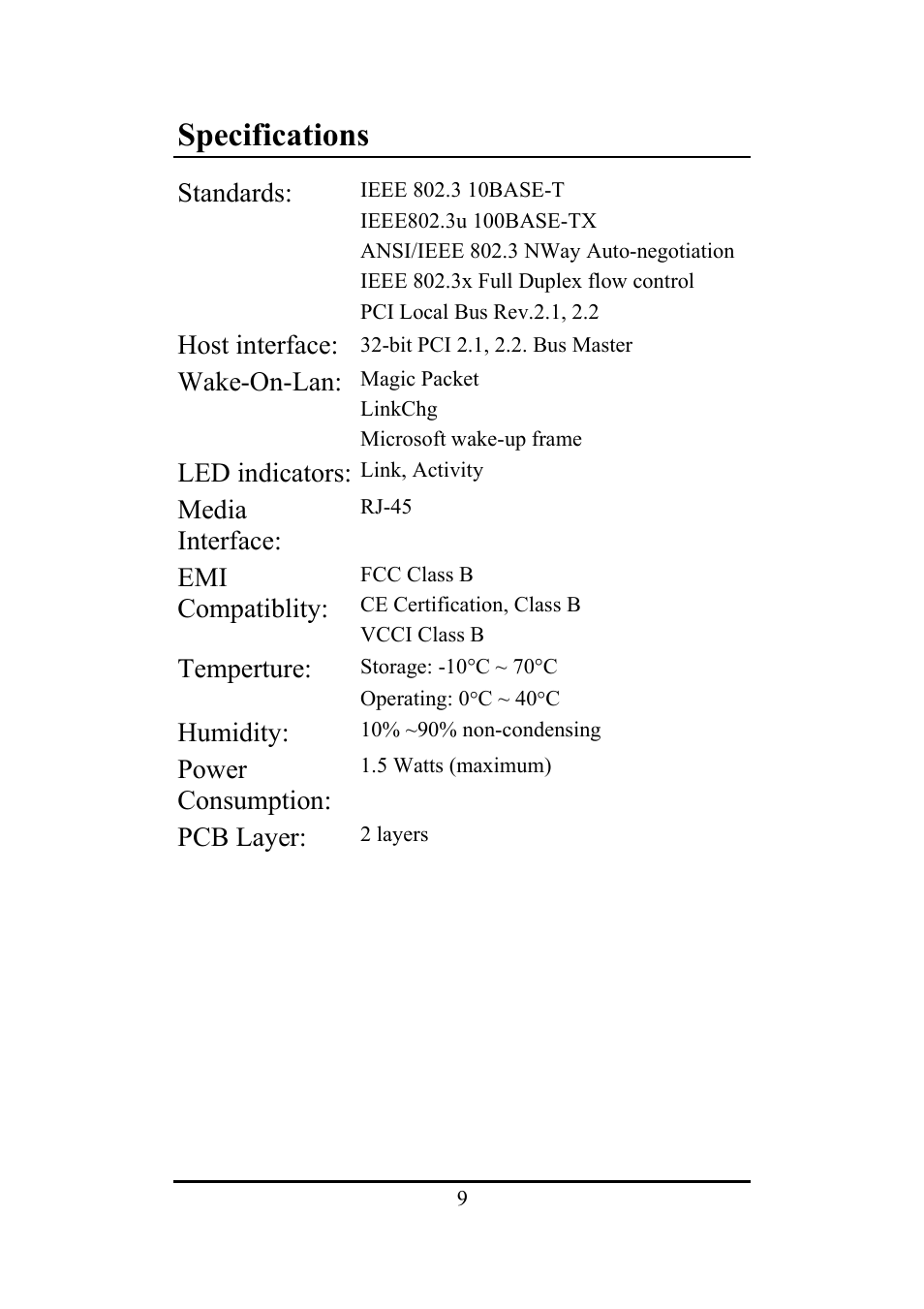 Specifications | Atlantis Land A02-S32-S/M2 User Manual | Page 9 / 9