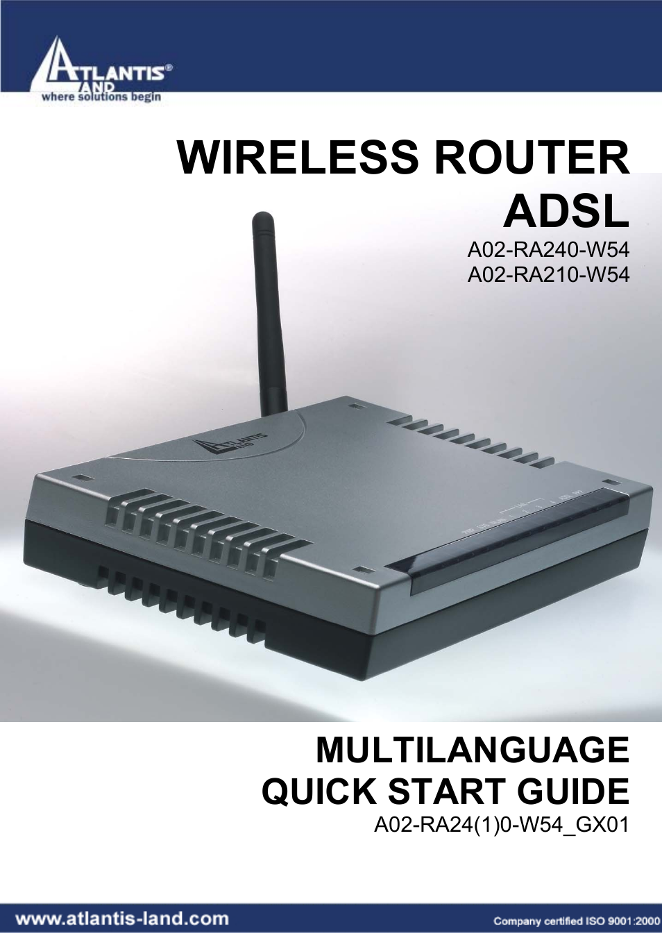 Atlantis Land WIRELESS ROUTER ADSL A02-RA210-W54 User Manual | 64 pages