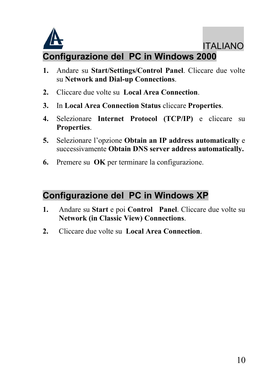 Atlantis Land WIRELESS ROUTER ADSL A02-RA210-W54 User Manual | Page 10 / 64