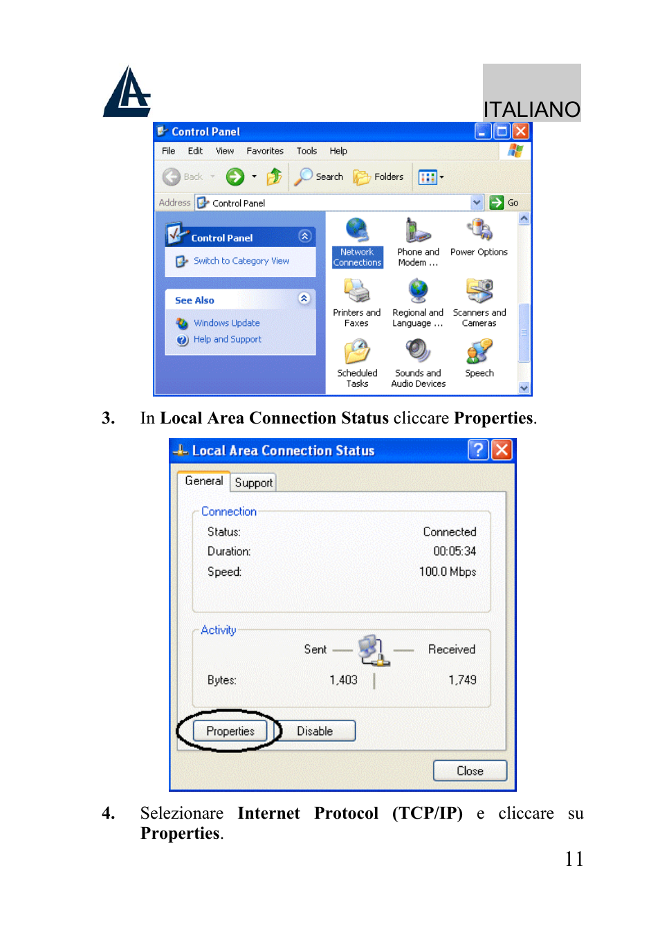 Italiano | Atlantis Land WIRELESS ROUTER ADSL A02-RA210-W54 User Manual | Page 11 / 64