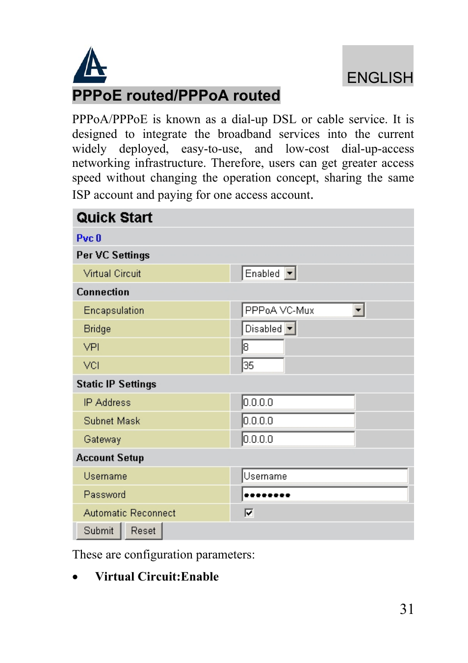 Atlantis Land WIRELESS ROUTER ADSL A02-RA210-W54 User Manual | Page 31 / 64