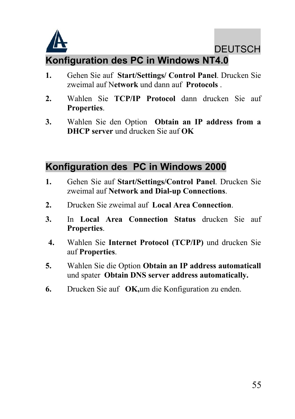 Atlantis Land WIRELESS ROUTER ADSL A02-RA210-W54 User Manual | Page 55 / 64