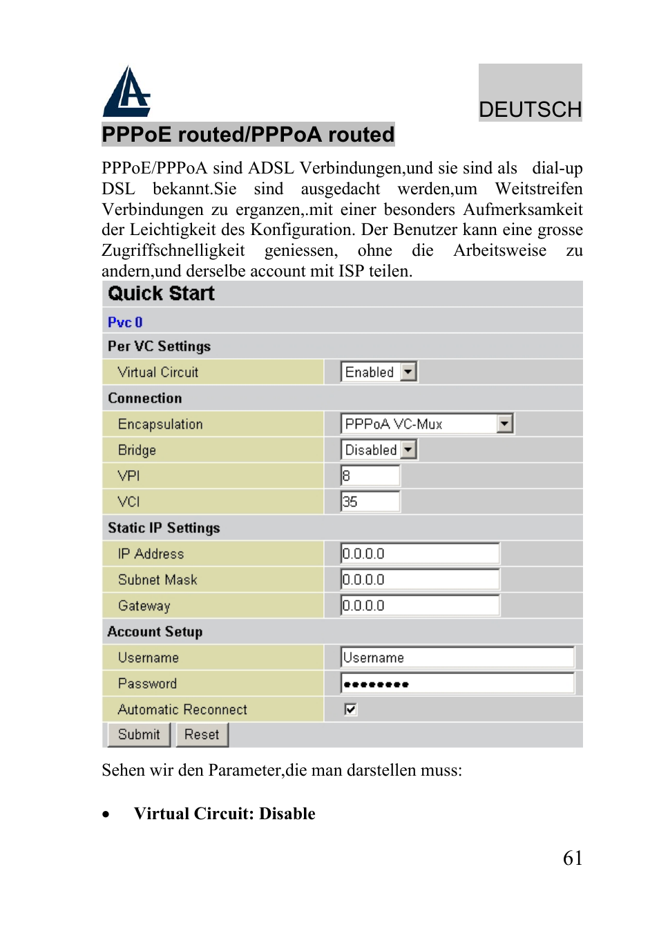 Atlantis Land WIRELESS ROUTER ADSL A02-RA210-W54 User Manual | Page 61 / 64