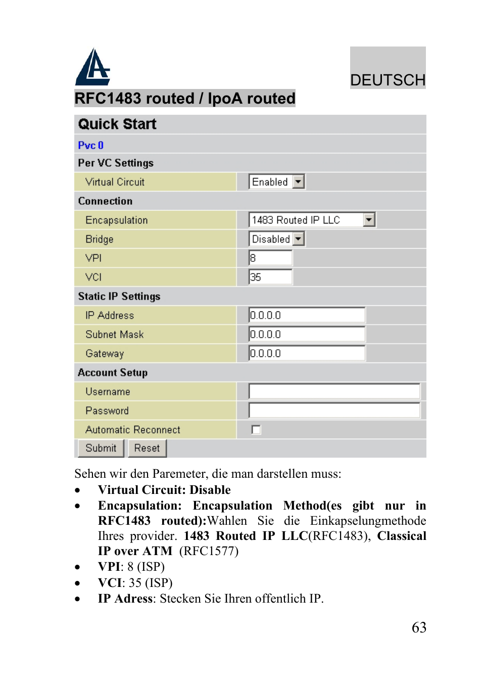 Atlantis Land WIRELESS ROUTER ADSL A02-RA210-W54 User Manual | Page 63 / 64
