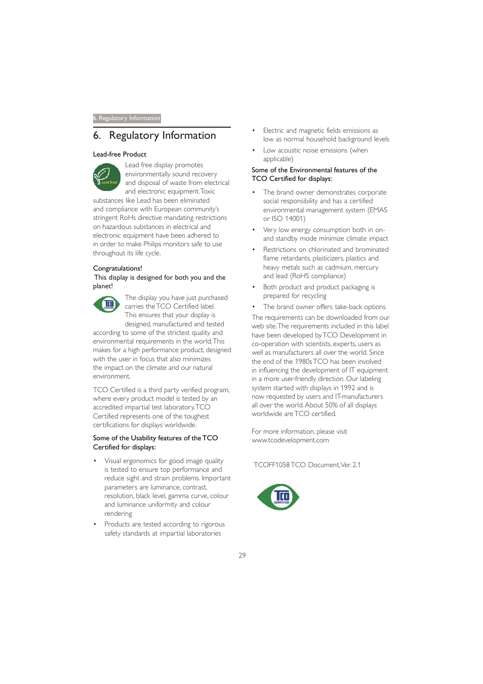 Regulatory information | Philips 201BL2CS-00 User Manual | Page 31 / 47