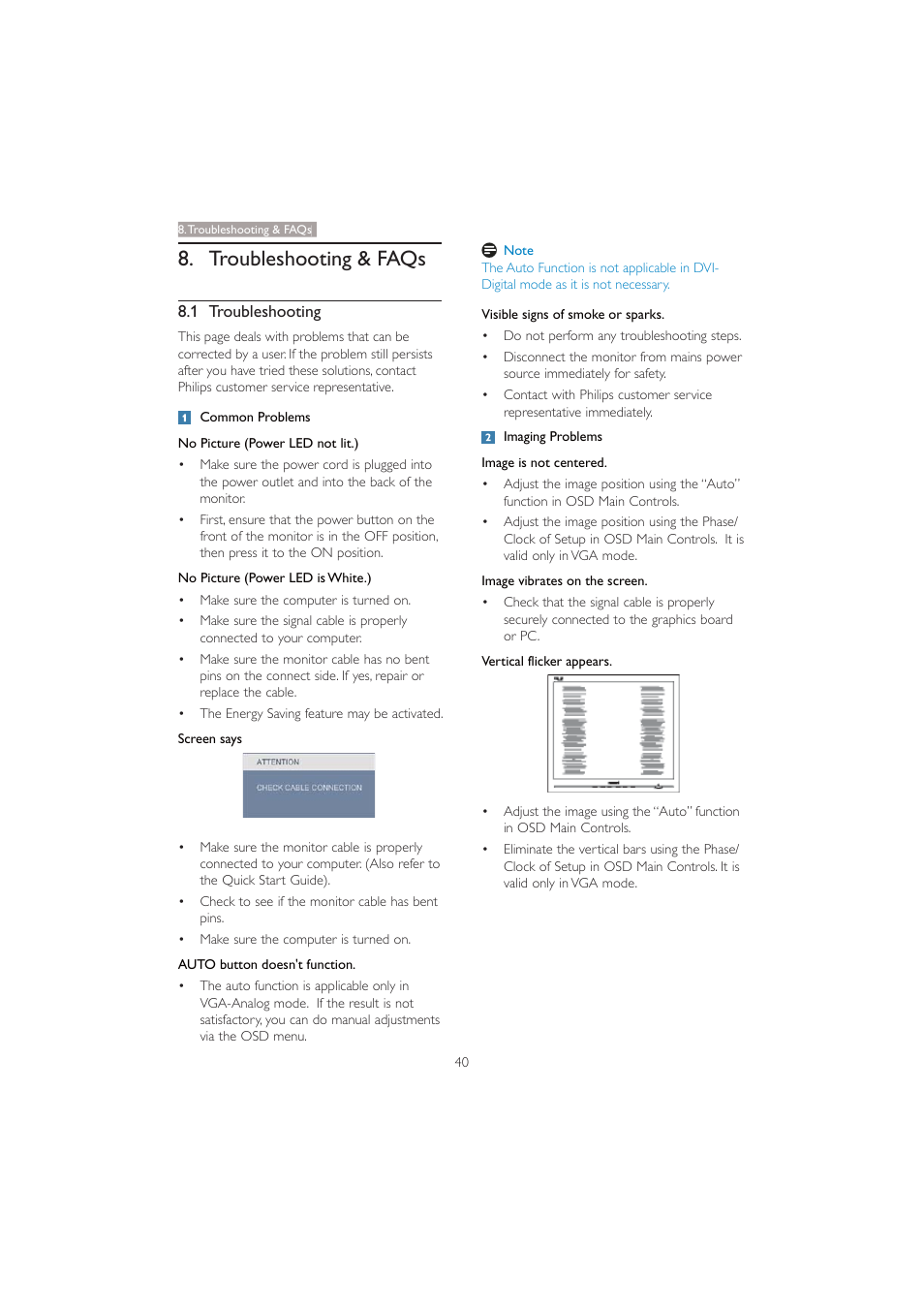 Troubleshooting & faqs | Philips 201BL2CS-00 User Manual | Page 42 / 47