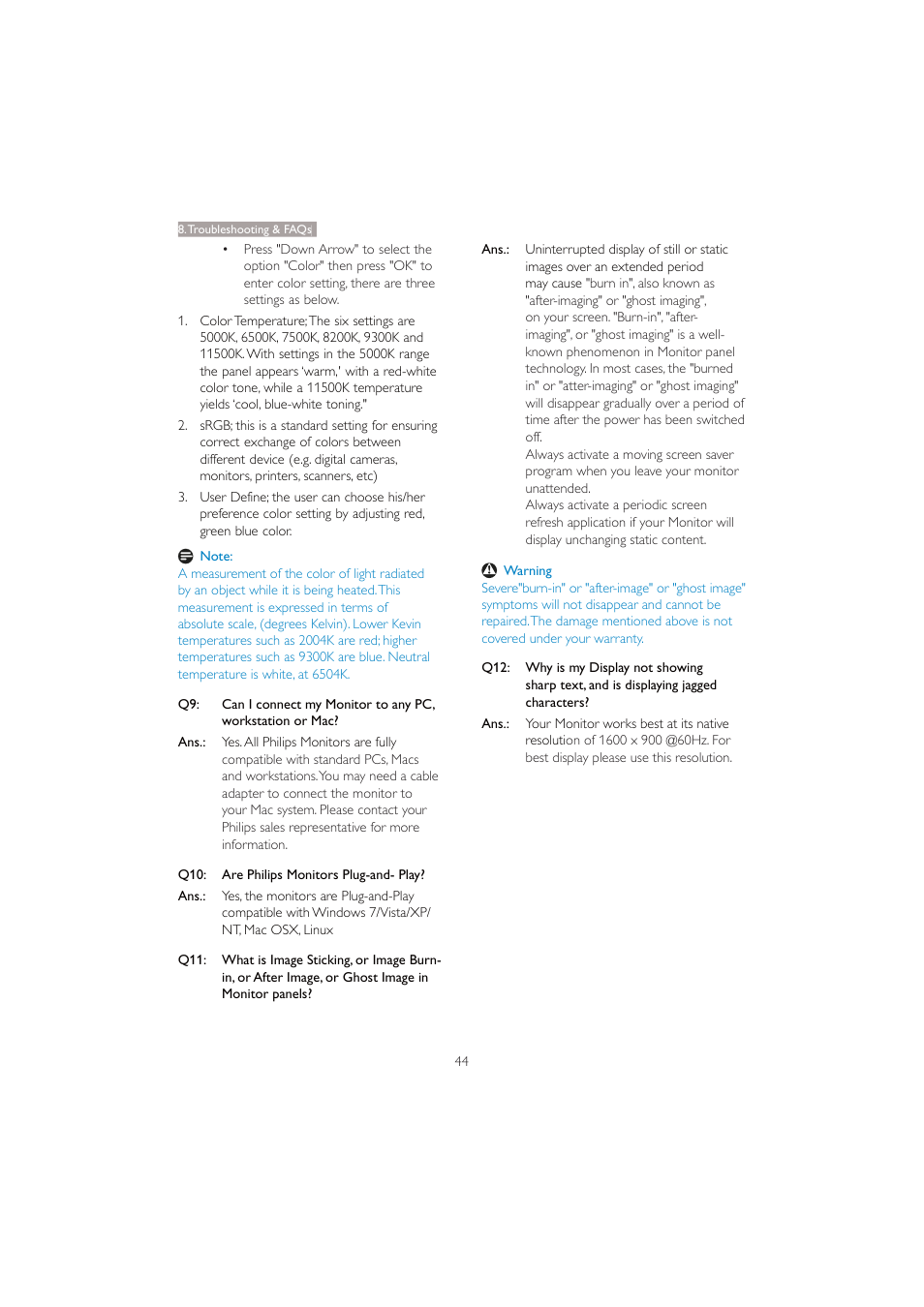 Philips 201BL2CS-00 User Manual | Page 46 / 47