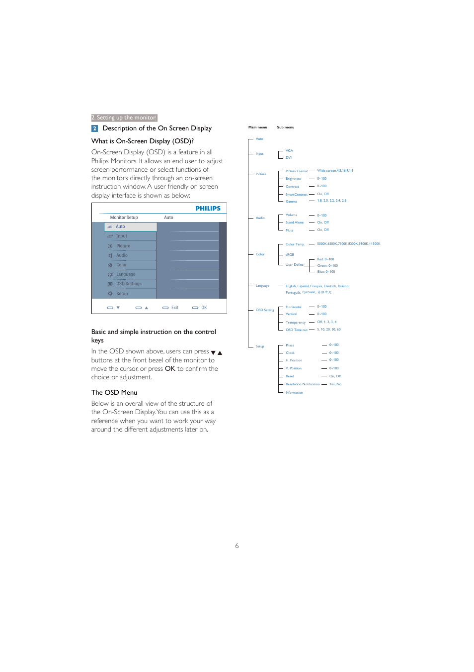 Setting up the monitor | Philips 201BL2CS-00 User Manual | Page 8 / 47