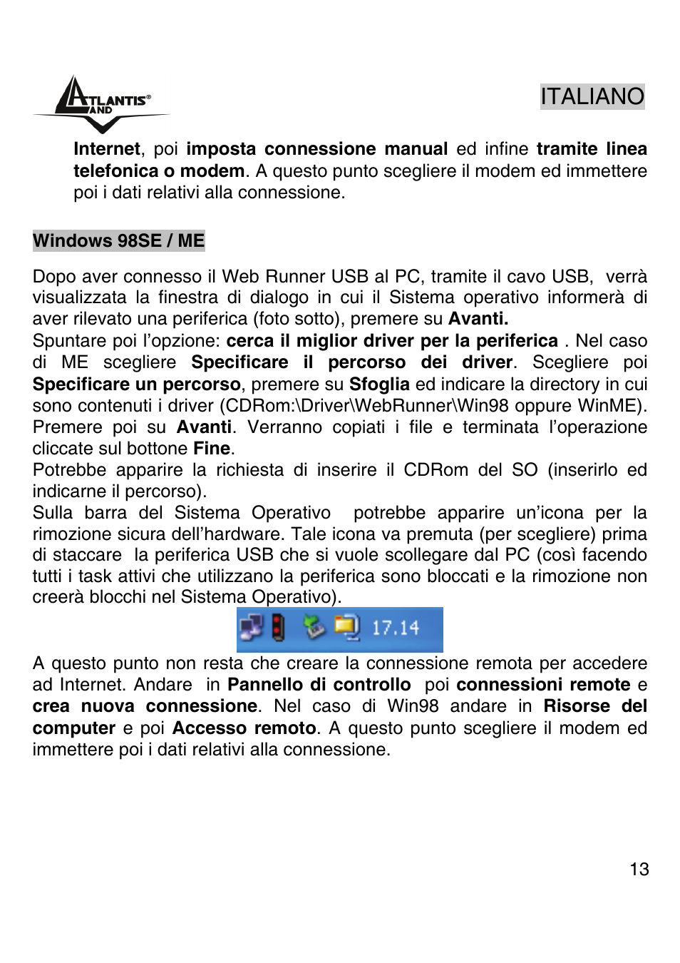 Italiano | Atlantis Land WEBRUNNER USB A01-PU2 User Manual | Page 12 / 35