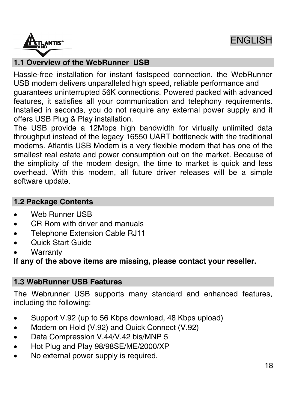 English | Atlantis Land WEBRUNNER USB A01-PU2 User Manual | Page 17 / 35