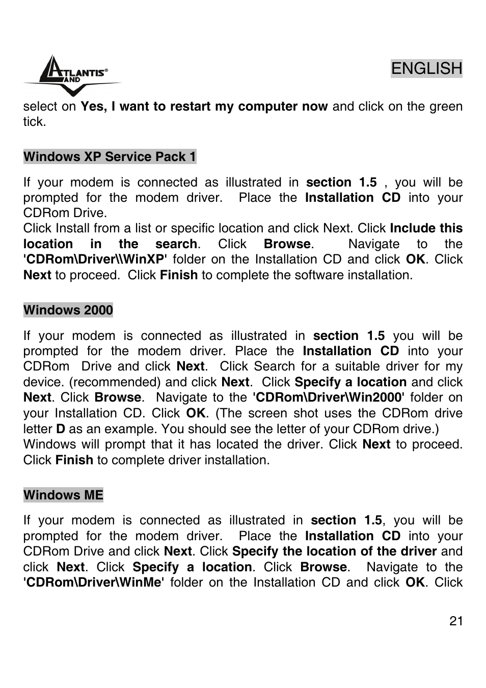 English | Atlantis Land WEBRUNNER USB A01-PU2 User Manual | Page 20 / 35